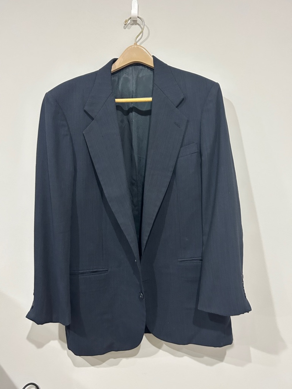 Oscar de la Renta Navy micro-check sports coat blazer-42R